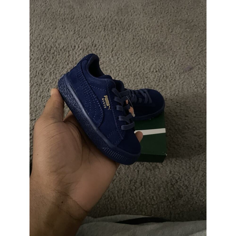 Size 5c- Puma Kids Blue Classic Suede Sneakers Shoes